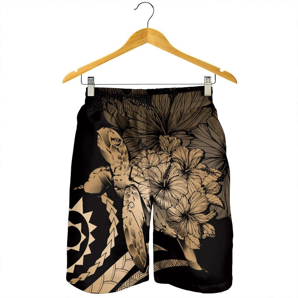 Hawaiian - Hawaii Turtle Hibiscus Polynesian Vintage Men's Shorts - Gold - AH - Polynesian Pride