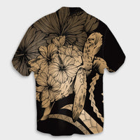 Hawaiian - Hawaii Turtle Hibiscus Polynesian Vintage Hawaiian Shirt - Gold - AH - Polynesian Pride