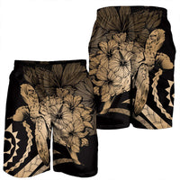 Hawaiian - Hawaii Turtle Hibiscus Polynesian Vintage Men's Shorts - Gold - AH - Polynesian Pride