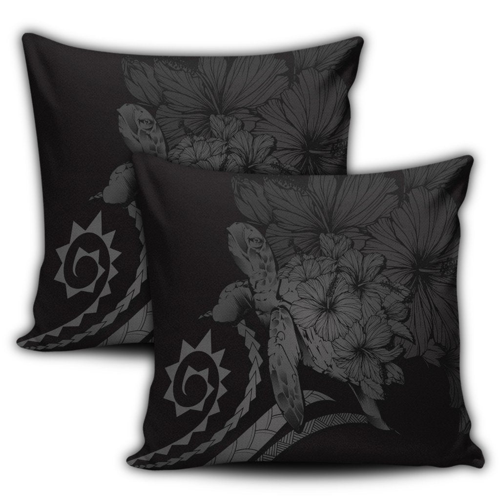 Hawaiian - Hawaii Turtle Hibiscus Polynesian Vintage Pillow Covers - Gray - AH - Polynesian Pride