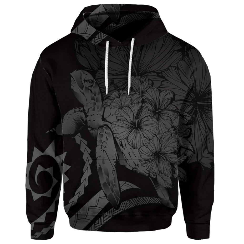 Custom Hawaiian Hawaii Turtle Hibiscus Polynesian Vintage Hoodie Gray - Polynesian Pride