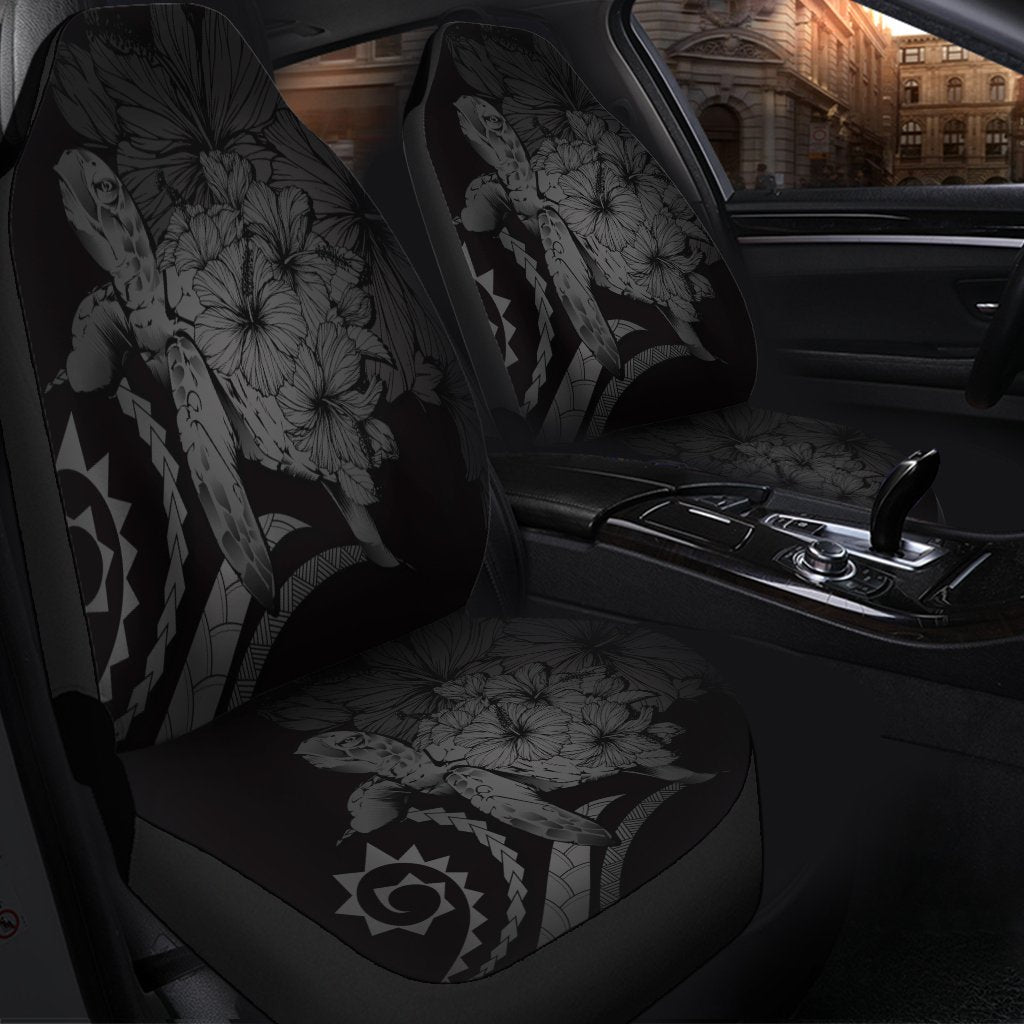 Hawaiian - Hawaii Turtle Hibiscus Polynesian Vintage Car Seat Covers - Gray - AH - Polynesian Pride