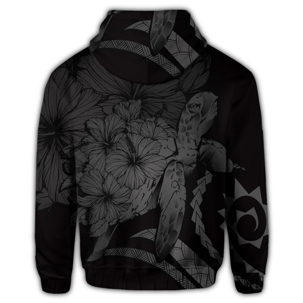 Hawaiian Hawaii Turtle Hibiscus Polynesian Vintage Zip Hoodie Gray - Polynesian Pride