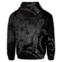Hawaiian Hoodie Hawaiian Turtle Hibiscus Polynesian Vintage Hoodie Gray - Polynesian Pride