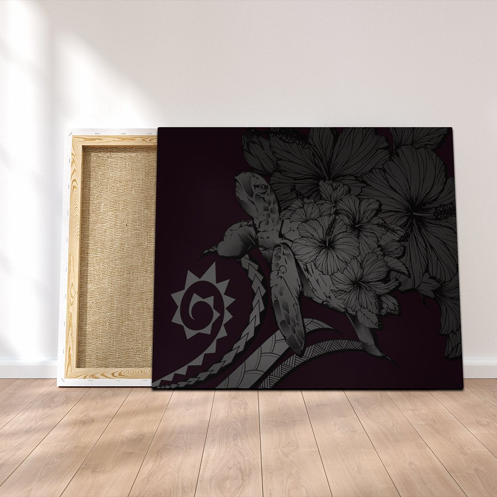 Hawaiian - Hawaii Turtle Hibiscus Polynesian Vintage Canvas - Gray - AH Canvas Poly-cotton - Polynesian Pride