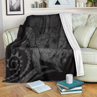 Hawaii Blanket - Hawaii Turtle Hibiscus Polynesian Vintage Premium Blankets - Gray - AH White - Polynesian Pride