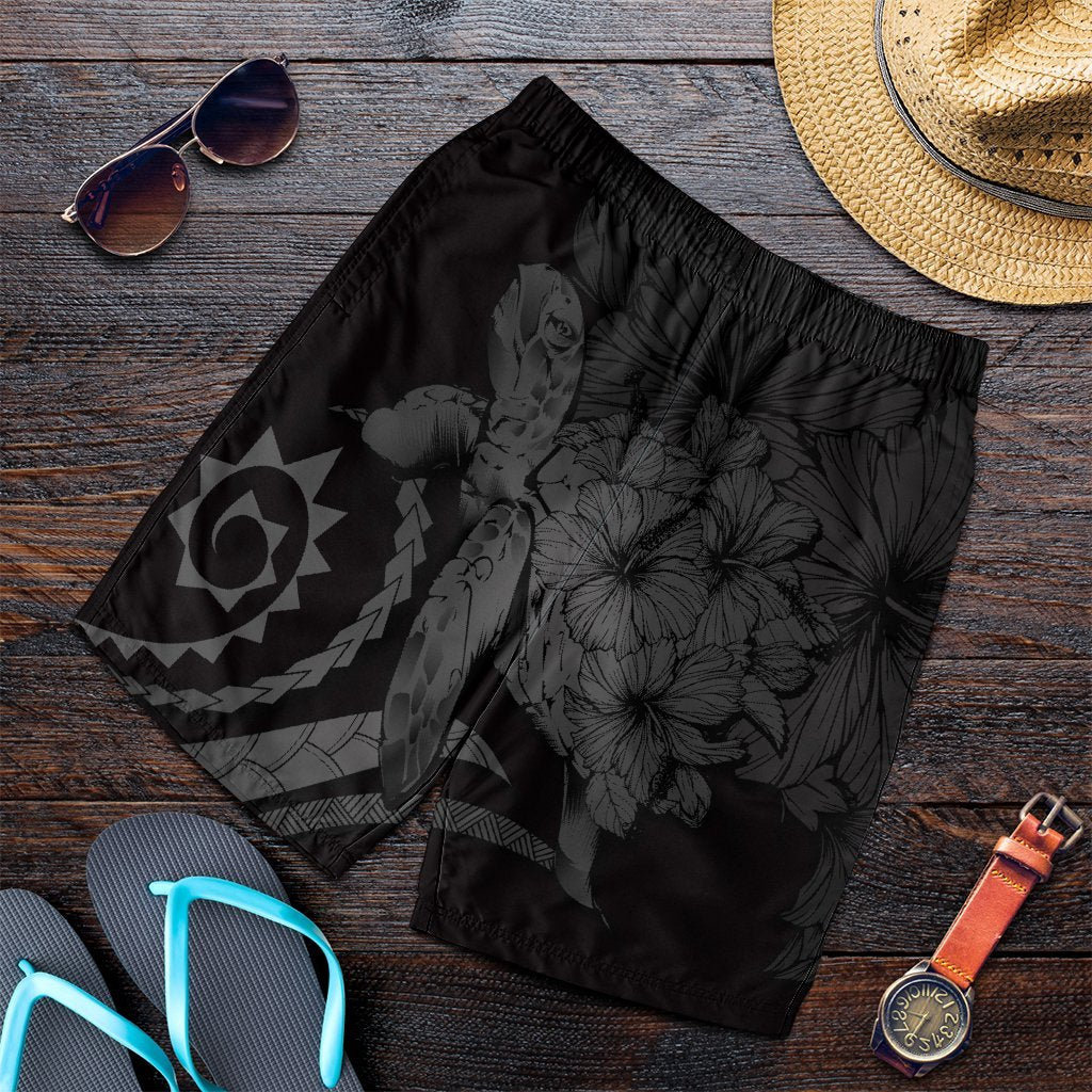 Hawaiian - Hawaii Turtle Hibiscus Polynesian Vintage Men's Shorts - Gray - AH Art - Polynesian Pride