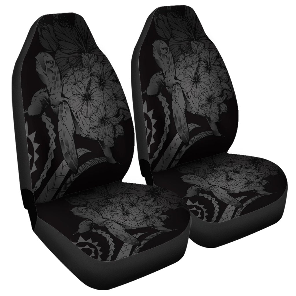 Hawaiian - Hawaii Turtle Hibiscus Polynesian Vintage Car Seat Covers - Gray - AH Universal Fit Black - Polynesian Pride