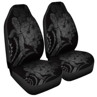 Hawaiian - Hawaii Turtle Hibiscus Polynesian Vintage Car Seat Covers - Gray - AH Universal Fit Black - Polynesian Pride