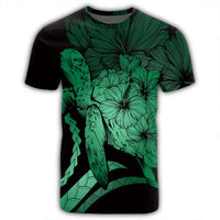 Hawaiian Hawaii Turtle Hibiscus Polynesian Vintage T Shirt Green - Polynesian Pride