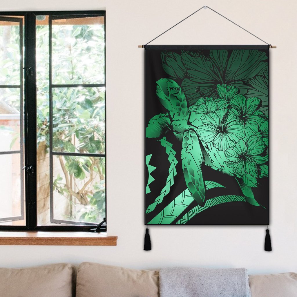 Hawaiian - Hawaii Turtle Hibiscus Polynesian Vintage Hanging Poster - Green - AH - Polynesian Pride
