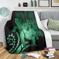 Hawaii Blanket - Hawaii Turtle Hibiscus Polynesian Vintage Premium Blankets - Green - AH - Polynesian Pride