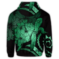 Hawaiian Hoodie Hawaiian Turtle Hibiscus Polynesian Vintage Hoodie Green - Polynesian Pride