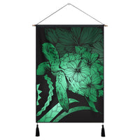 Hawaiian - Hawaii Turtle Hibiscus Polynesian Vintage Hanging Poster - Green - AH Hanging Poster Cotton And Linen - Polynesian Pride