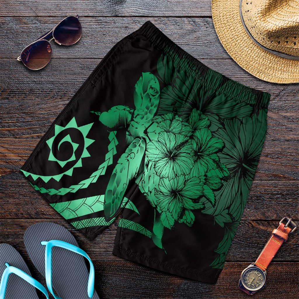 Hawaiian - Hawaii Turtle Hibiscus Polynesian Vintage Men's Shorts - Green - AH Art - Polynesian Pride