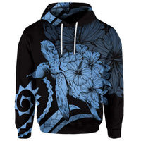 Custom Hawaiian Hawaii Turtle Hibiscus Polynesian Vintage Hoodie Pastel Blue - Polynesian Pride