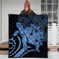 Hawaiian - Hawaii Turtle Hibiscus Polynesian Vintage Premium Quilts - Pastel Blue - AH - Polynesian Pride