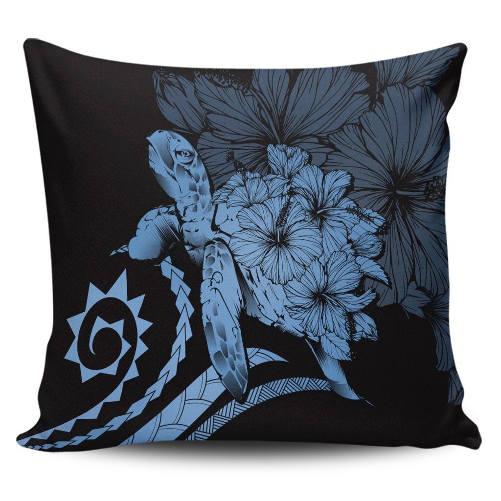 Hawaiian - Hawaii Turtle Hibiscus Polynesian Vintage Pillow Covers - Pastel Blue - AH Pillow Covers Black - Polynesian Pride