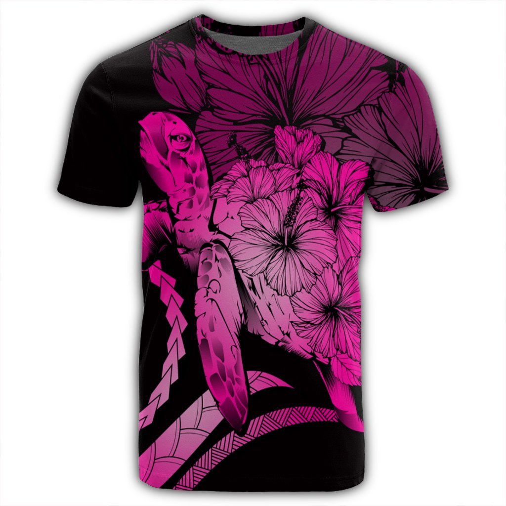 Hawaiian Hawaii Turtle Hibiscus Polynesian Vintage T Shirt Pink - Polynesian Pride