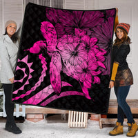Hawaiian - Hawaii Turtle Hibiscus Polynesian Vintage Premium Quilts - Pink - AH - Polynesian Pride