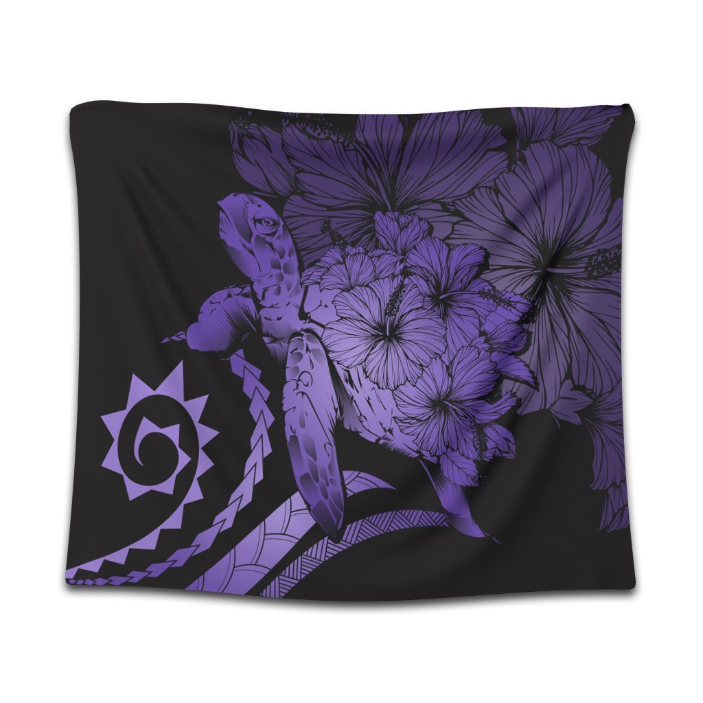 Hawaiian - Hawaii Turtle Hibiscus Polynesian Vintage Tapestry - Purple - AH Wall Tapestry Black - Polynesian Pride