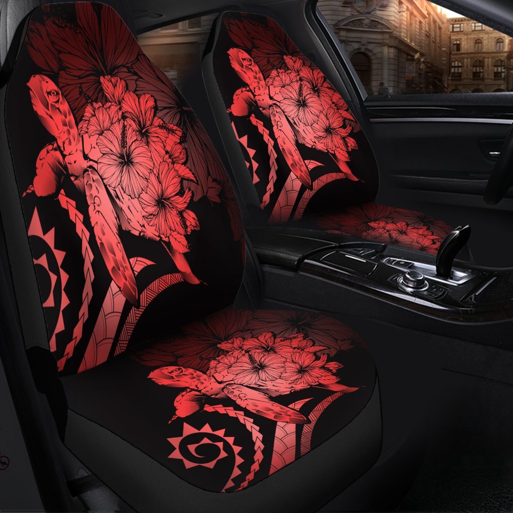 Hawaiian - Hawaii Turtle Hibiscus Polynesian Vintage Car Seat Covers - Red - AH - Polynesian Pride