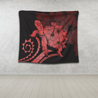 Hawaiian - Hawaii Turtle Hibiscus Polynesian Vintage Tapestry - Red - AH - Polynesian Pride
