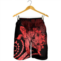 Hawaiian - Hawaii Turtle Hibiscus Polynesian Vintage Men's Shorts - Red - AH - Polynesian Pride