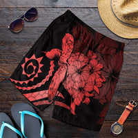 Hawaiian - Hawaii Turtle Hibiscus Polynesian Vintage Men's Shorts - Red - AH Art - Polynesian Pride