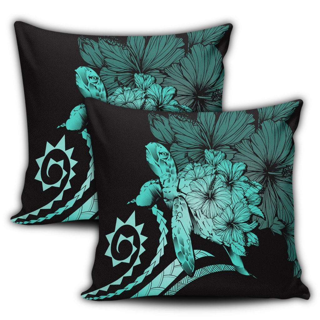 Hawaiian - Hawaii Turtle Hibiscus Polynesian Vintage Pillow Covers - Turquoise - AH - Polynesian Pride