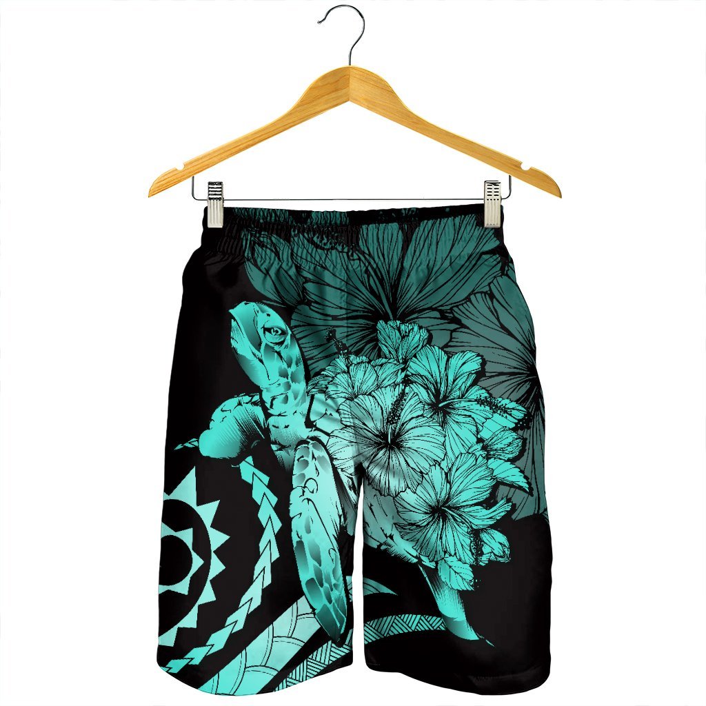 Hawaiian - Hawaii Turtle Hibiscus Polynesian Vintage Men's Shorts - Turquoise - AH - Polynesian Pride