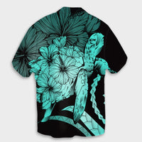 Hawaiian - Hawaii Turtle Hibiscus Polynesian Vintage Hawaiian Shirt - Turquoise - AH - Polynesian Pride