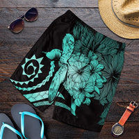 Hawaiian - Hawaii Turtle Hibiscus Polynesian Vintage Men's Shorts - Turquoise - AH Art - Polynesian Pride