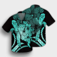 Hawaiian - Hawaii Turtle Hibiscus Polynesian Vintage Hawaiian Shirt - Turquoise - AH - Polynesian Pride