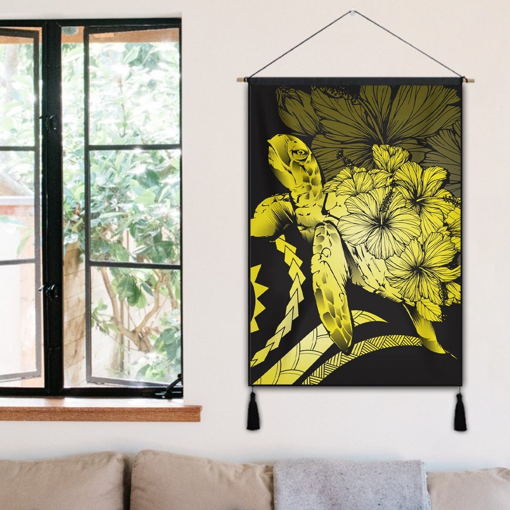 Hawaiian - Hawaii Turtle Hibiscus Polynesian Vintage Hanging Poster - Yellow - AH - Polynesian Pride