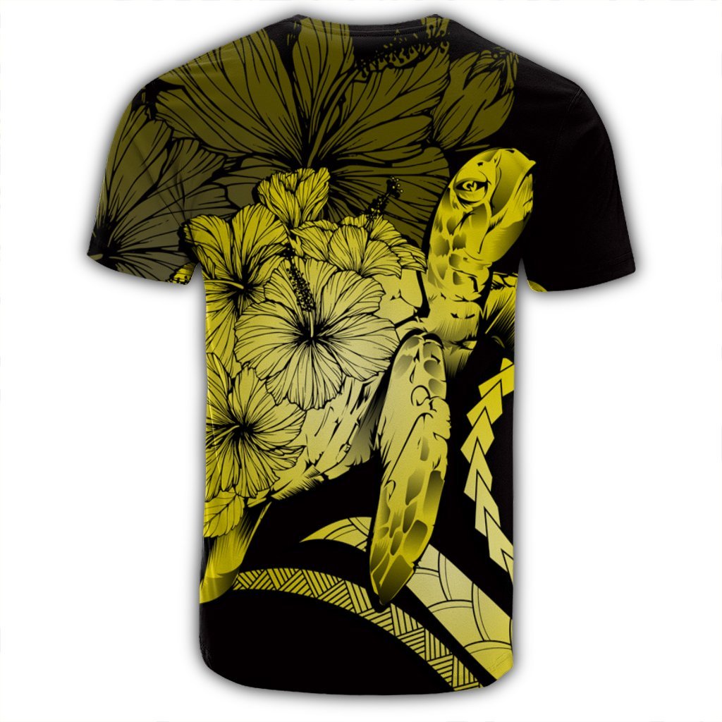 Hawaiian Hawaii Turtle Hibiscus Polynesian Vintage T Shirt Yellow - Polynesian Pride
