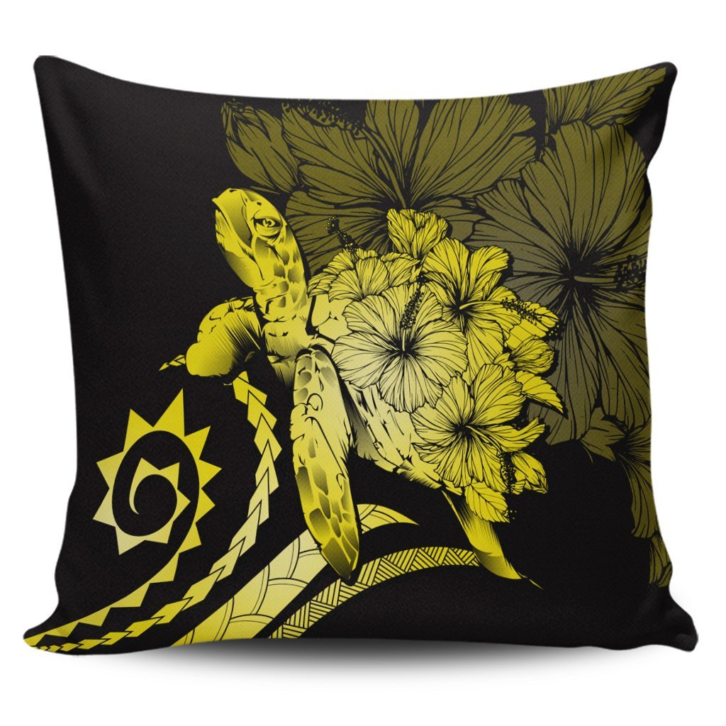 Hawaiian - Hawaii Turtle Hibiscus Polynesian Vintage Pillow Covers - Yellow - AH Pillow Covers Black - Polynesian Pride