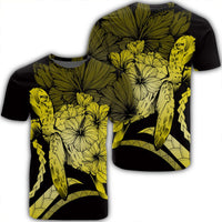 Hawaiian Hawaii Turtle Hibiscus Polynesian Vintage T Shirt Yellow Unisex Black - Polynesian Pride