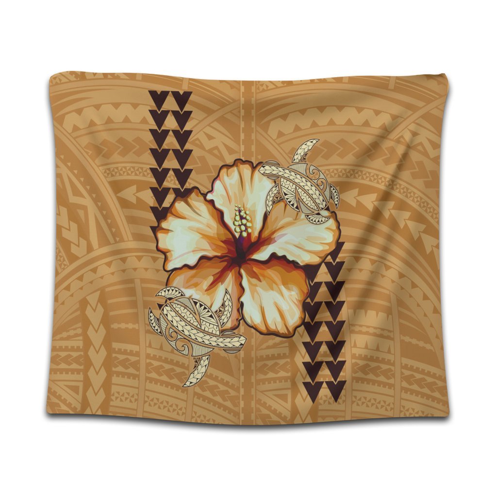 Hawaiian Vintage Hibiscus Tapestry AH Wall Tapestry Black - Polynesian Pride