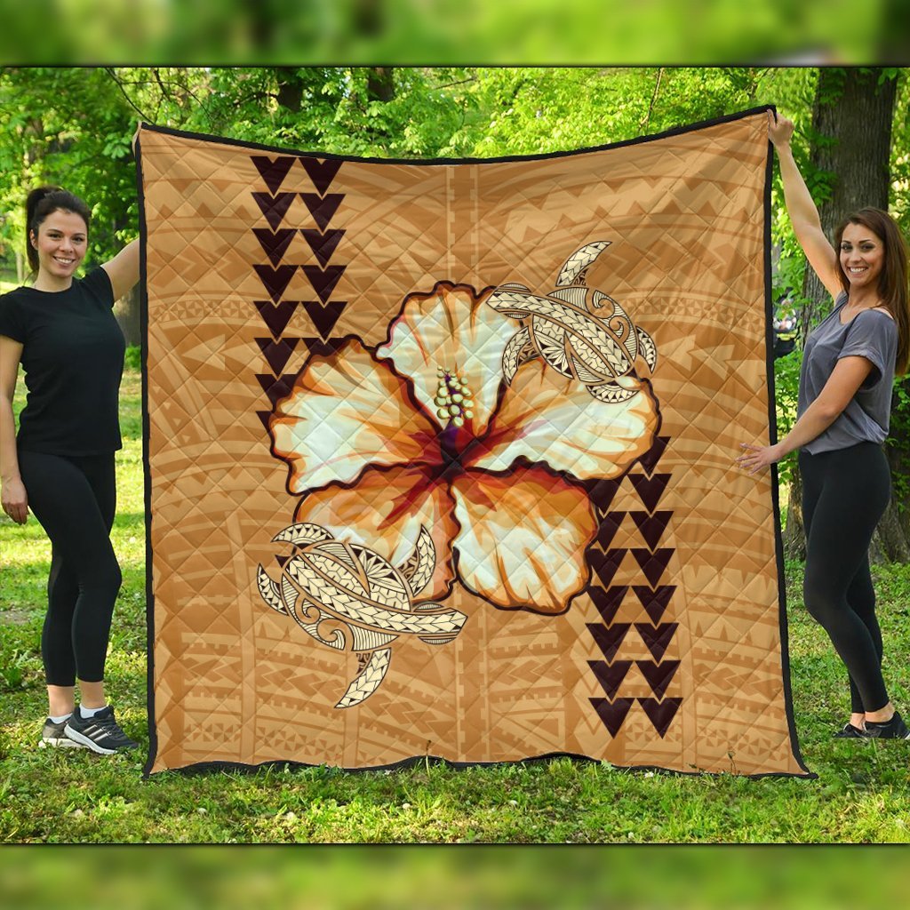 Hawaiian Vintage Hibiscus Premium Quilts AH Black - Polynesian Pride