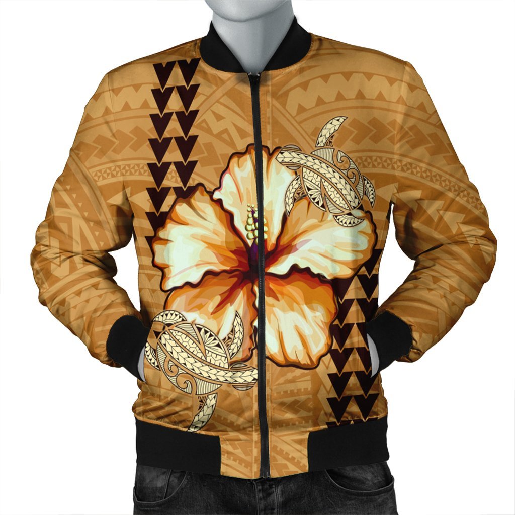 Hawaiian Vintage Hibiscus Bomber Jacket AH Black Unisex - Polynesian Pride