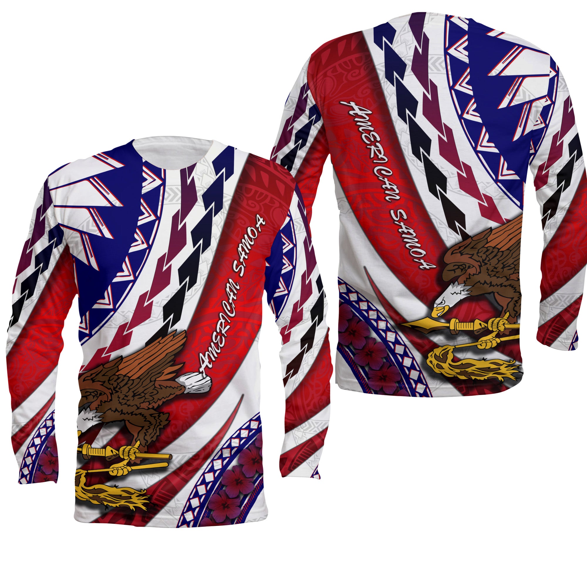 American Samoa Long Sleeve Shirt Artsy Style LT9 Unisex Red - Polynesian Pride