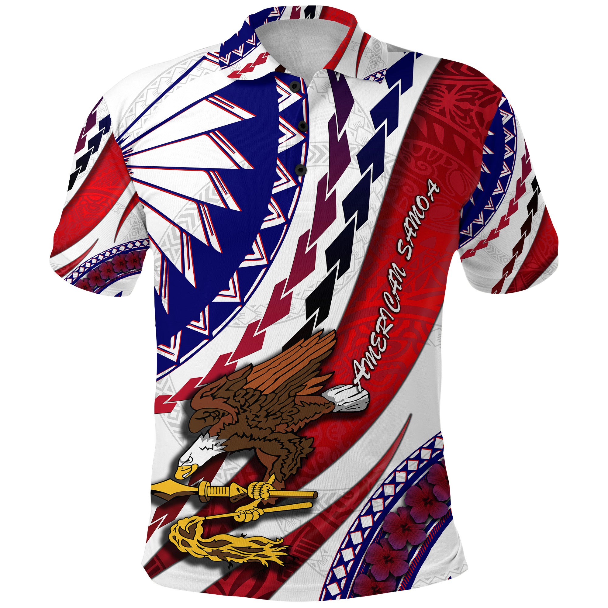 Custom American Samoa Polo Shirt Artsy Style LT9 Adult Red - Polynesian Pride