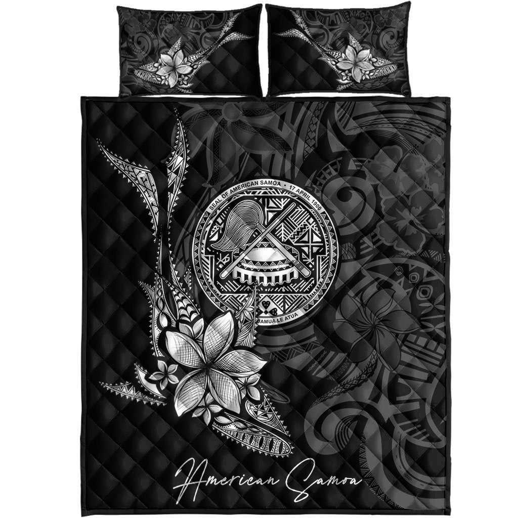 American Samoa Quilt Bed Set - Fish With Plumeria Flowers Style - Polynesian Pride