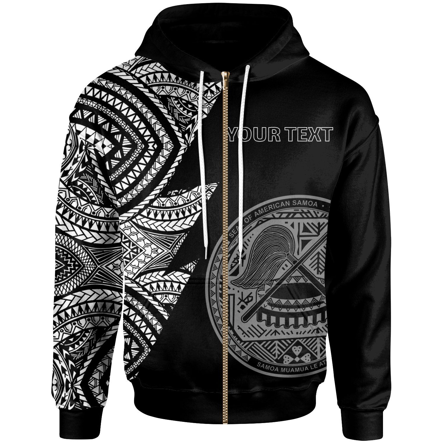 American Samoa Custom Personalized Zip up Hoodie Flash Style White Unisex White - Polynesian Pride