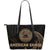 American Samoa Polynesian Leather Tote Bag - Gold Tribal Wave Black - Polynesian Pride