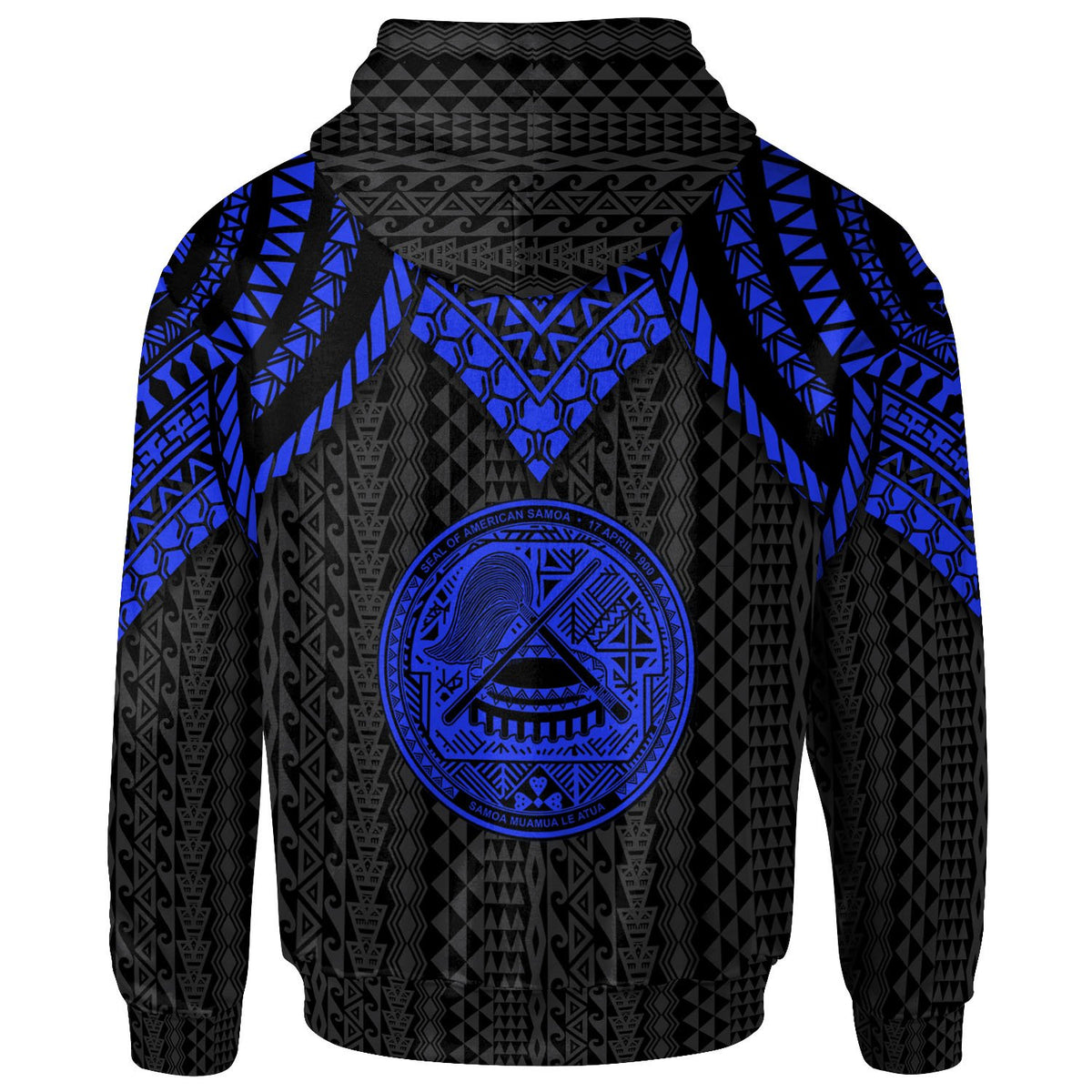 American Samoa Hoodie Polynesian Armor Style Blue - Polynesian Pride