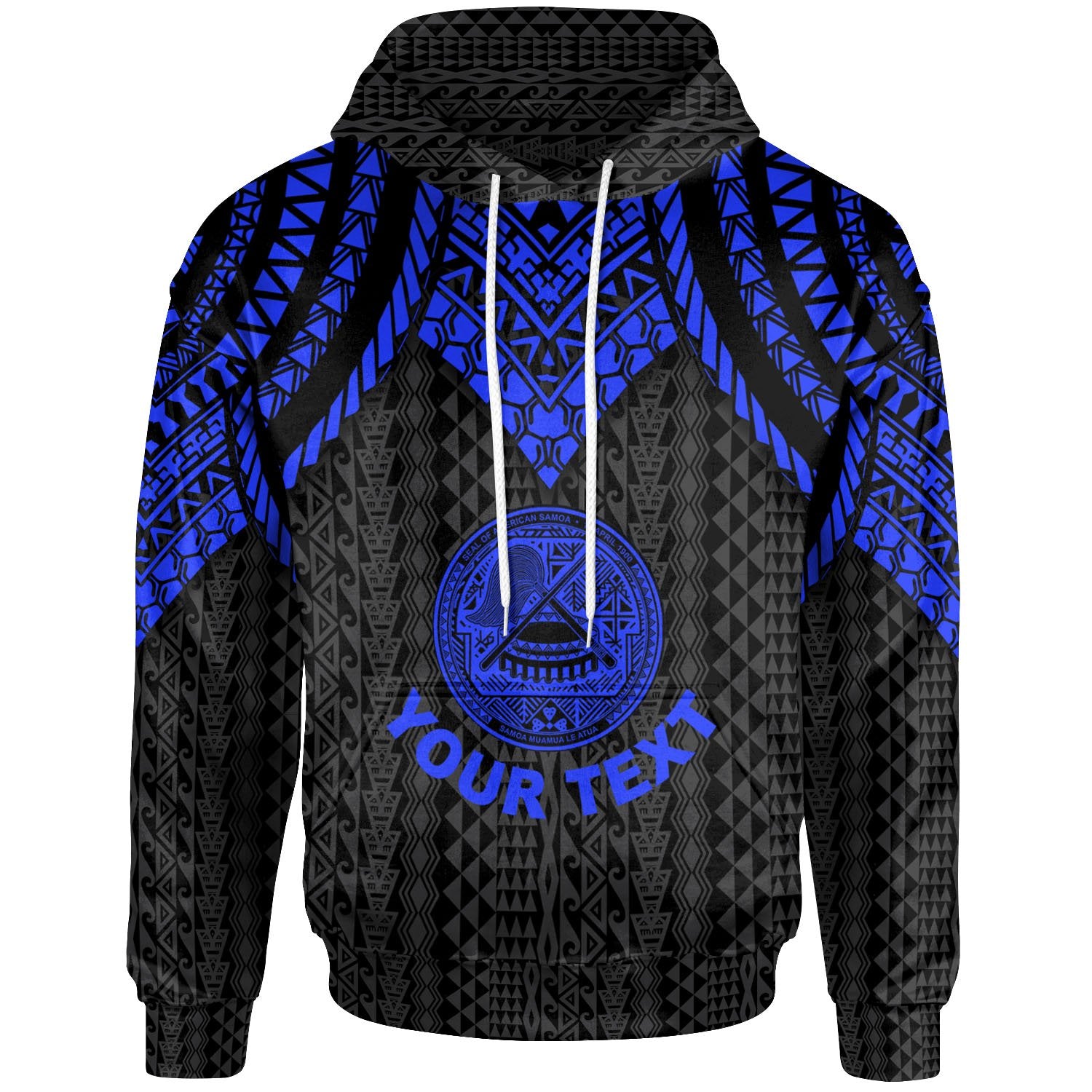 American Samoa Custom Hoodie Polynesian Armor Style Blue Unisex Blue - Polynesian Pride