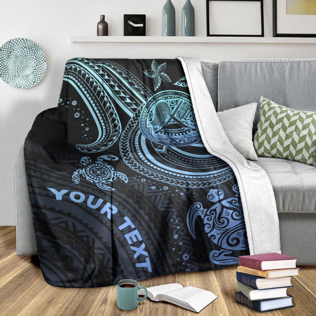 American Samoa Custom Personalised Premium Blanket - Blue Turtle - Polynesian Pride
