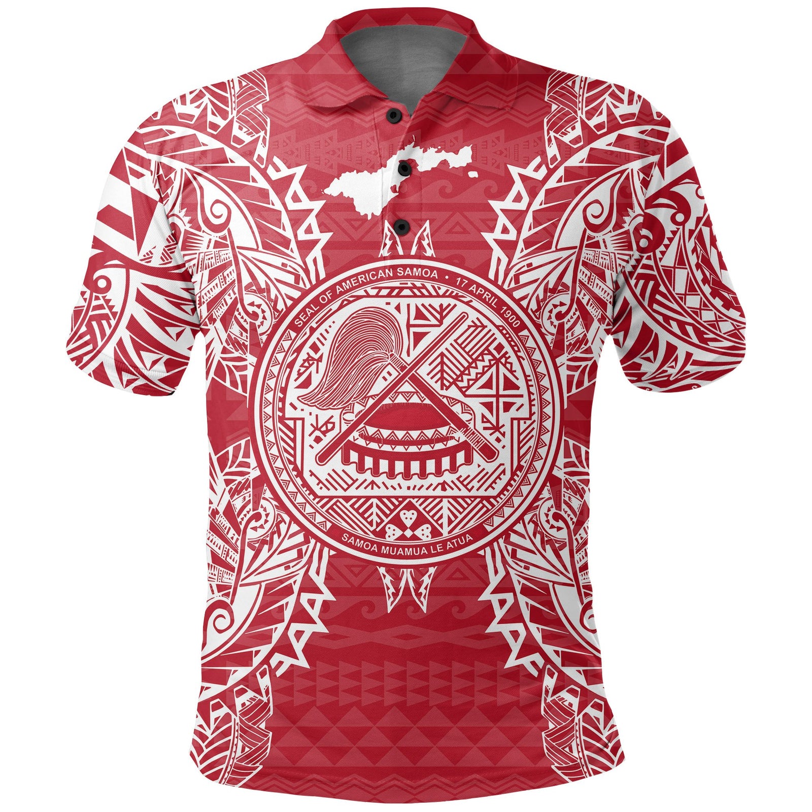 American Samoa Polo Shirt Amerika Samoa Coat Of Arms Map Polynesian Tattoo Red White Unisex Red - Polynesian Pride